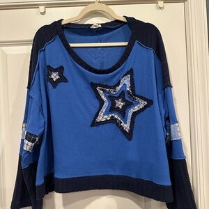 POL Blue Star Patchwork Top